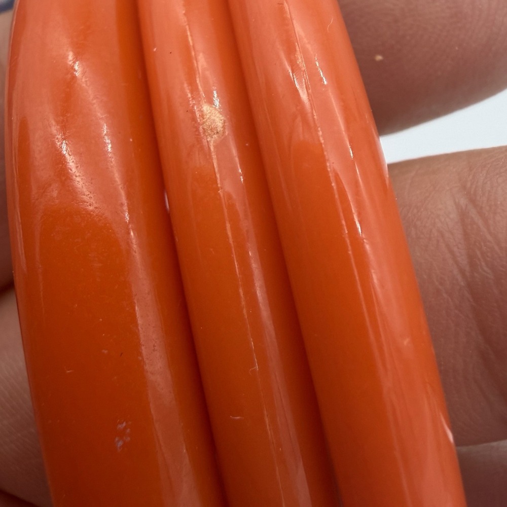 Vintage Bakelite Bangle Stack Set Orange Tested Size 8 Set Of 3